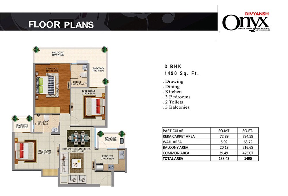 Divyanshonyx 3bhk-1490